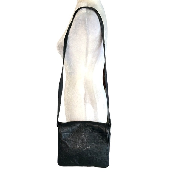 Just Female Ever Black Leather Flap Shoulder Bag Crossbody - Picture 5 of 16